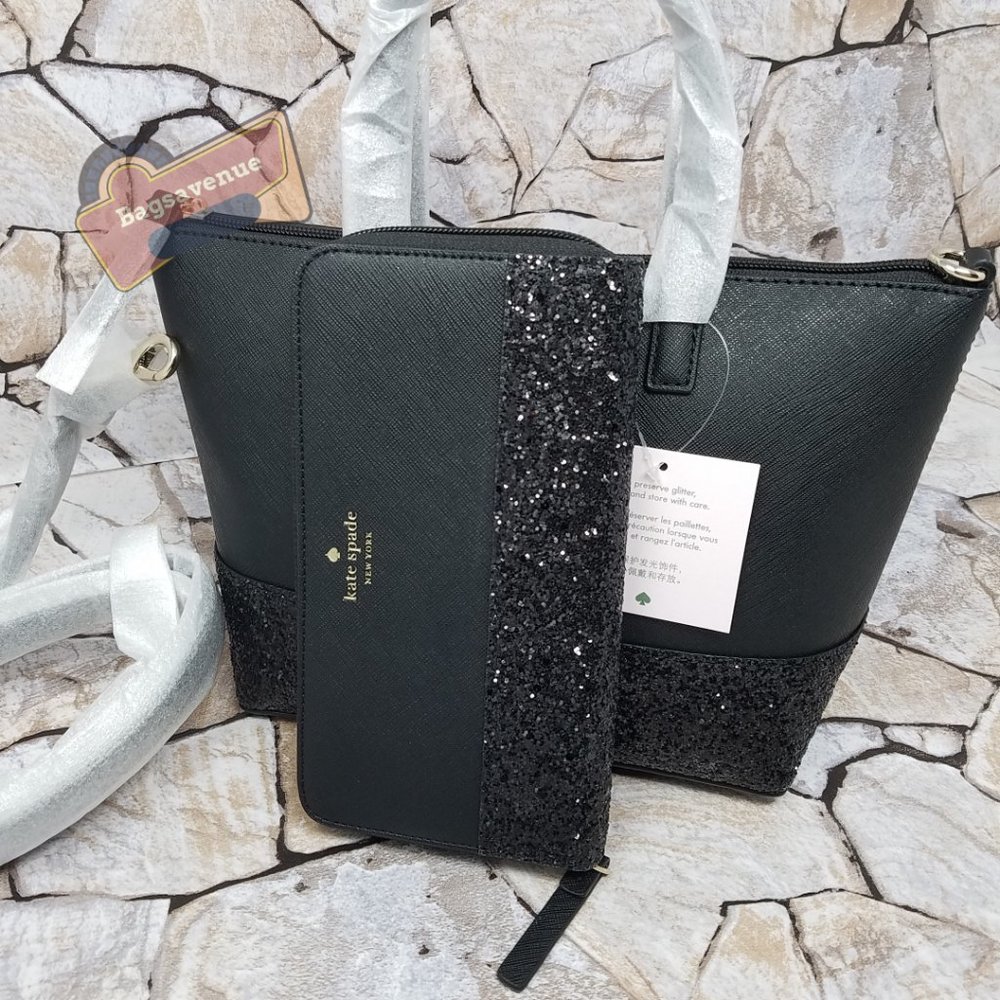 #bagsavenue ina greta satchel crossbody black neda wallet grey Kate Spade - Picture 15 of 16